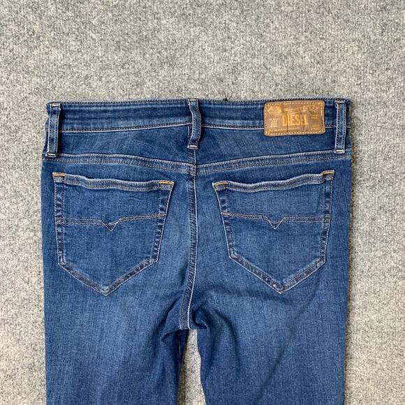 Diesel Jeans Womens 27 Regular Waist Super Slim Skinny Stretch Distressed Knee - Picture 10 of 15